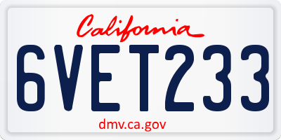 CA license plate 6VET233