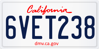 CA license plate 6VET238
