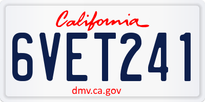 CA license plate 6VET241