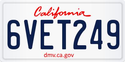CA license plate 6VET249