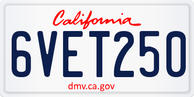 CA license plate 6VET250