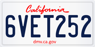 CA license plate 6VET252