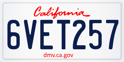 CA license plate 6VET257