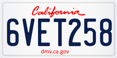 CA license plate 6VET258
