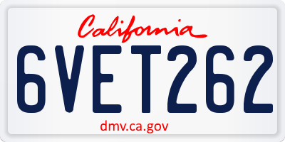 CA license plate 6VET262