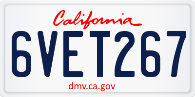 CA license plate 6VET267