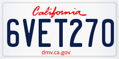 CA license plate 6VET270