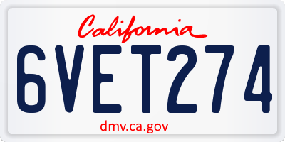 CA license plate 6VET274