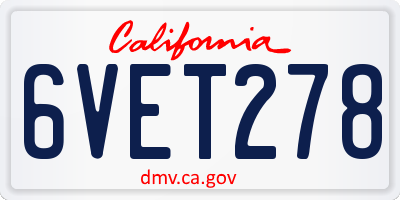 CA license plate 6VET278
