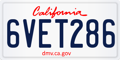 CA license plate 6VET286
