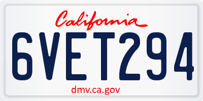 CA license plate 6VET294