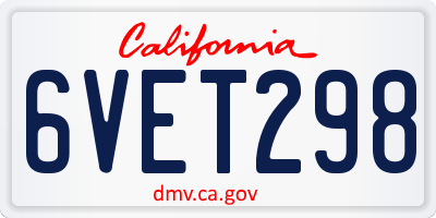 CA license plate 6VET298