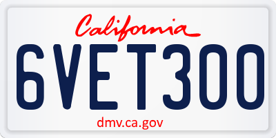 CA license plate 6VET300