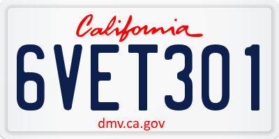 CA license plate 6VET301