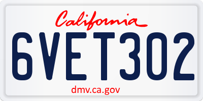 CA license plate 6VET302