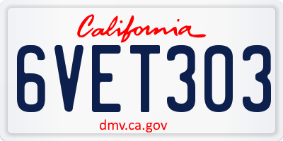 CA license plate 6VET303