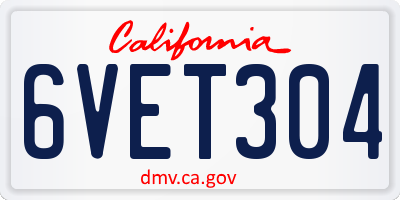 CA license plate 6VET304