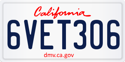 CA license plate 6VET306