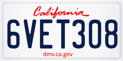 CA license plate 6VET308