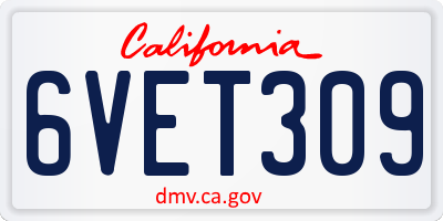 CA license plate 6VET309