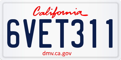 CA license plate 6VET311