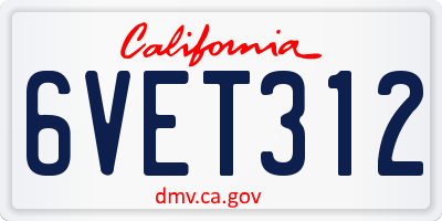 CA license plate 6VET312