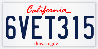 CA license plate 6VET315