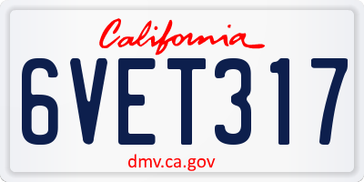 CA license plate 6VET317