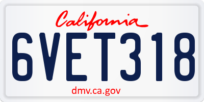 CA license plate 6VET318