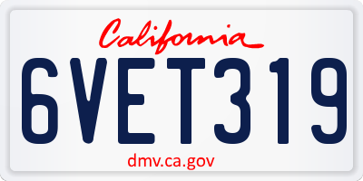 CA license plate 6VET319