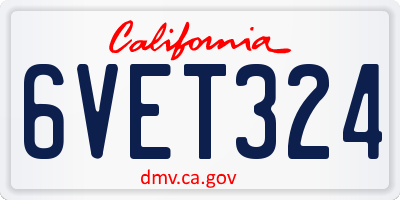 CA license plate 6VET324