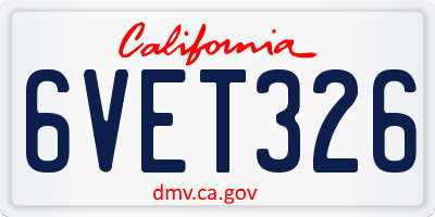 CA license plate 6VET326