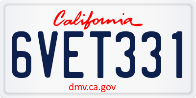 CA license plate 6VET331