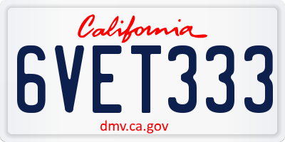CA license plate 6VET333