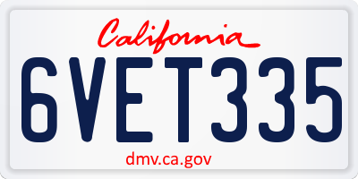 CA license plate 6VET335