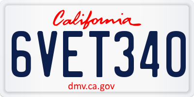 CA license plate 6VET340