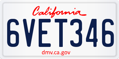 CA license plate 6VET346