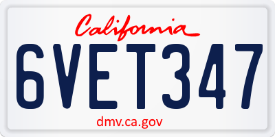 CA license plate 6VET347