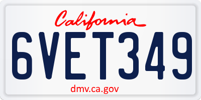 CA license plate 6VET349