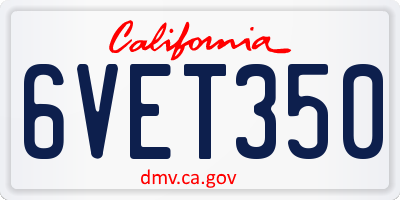 CA license plate 6VET350