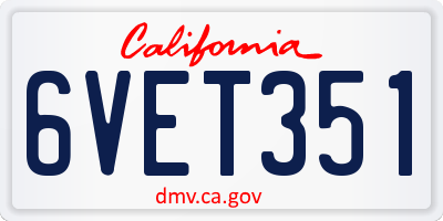 CA license plate 6VET351