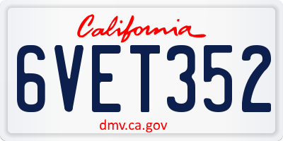 CA license plate 6VET352