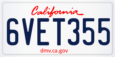 CA license plate 6VET355