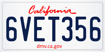 CA license plate 6VET356
