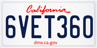 CA license plate 6VET360