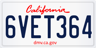 CA license plate 6VET364