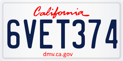 CA license plate 6VET374