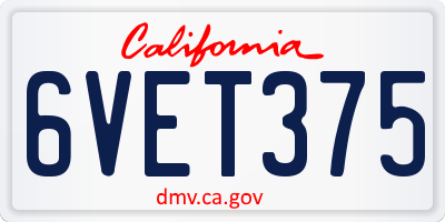 CA license plate 6VET375