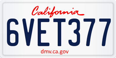 CA license plate 6VET377