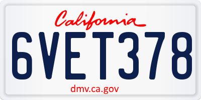 CA license plate 6VET378